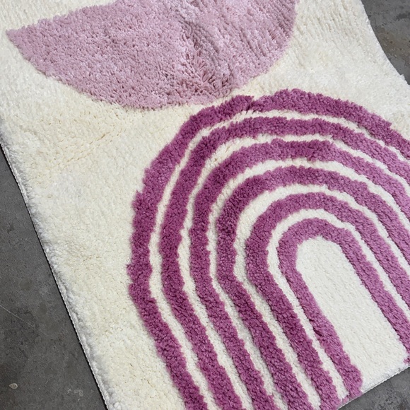 Pink Boho Bathroom Mat Pink Home Decor Cute bathmat light pink art modern NWT - Picture 4 of 6